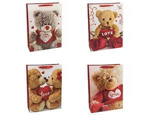 1509-2054 Пакет бум Мишки плюш Love микс 26х32см