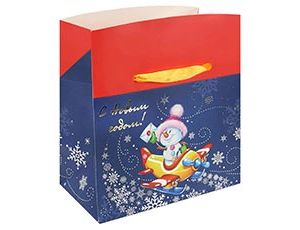 1509-2365 Пакет-коробка бум Снеговик 15х11х9см