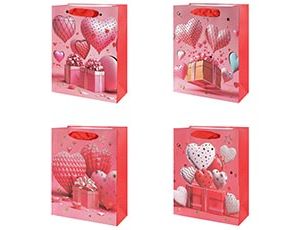 1509-2381 Пакет бум Сердца с подарками 18х23см/G