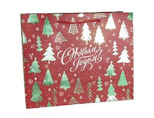 1509-2681 Пакет бум Елки Зеленые тис 32х26см