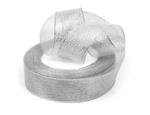 1509-2690 Лента парча Глиттер 25мм*22,5м серебро