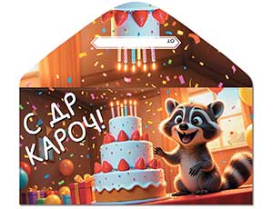 1509-2692 Конверт д/денег С ДР КАРОЧ Енот