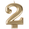 1502-2835 Свеча -цифра "2" Золотая 8см/V
