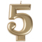 1502-2838 Свеча -цифра "5" Золотая 8см/V