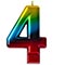 1502-3768 Свеча -цифра "4" Радуга металлик 8см/V