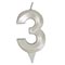 1502-6588 Свеча -цифра "3" Грань белый жемчуг 7см