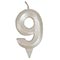1502-6594 Свеча -цифра "9" Грань белый жемчуг 7см