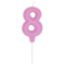 1502-6672 Свеча -цифра "8" Праздник розов паст 6см