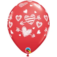 1103-1702 Шелк 11" Сердца узорные со стрелой Red/Q