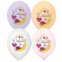 1103-2335 Шар с рисунком 14" С Рожден Девочка 5цв