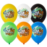 1103-2360 Шар с рисунком 14" С ДР Граффити 6 цв
