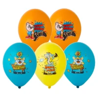 1103-2438 Шар с рисунком 14" Зверюшки-Геймеры 4цв