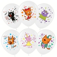 1103-3045 Шар 12" Три Кота Играем вместе белый