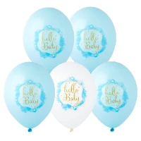 1103-3046 Шар с рисунком 14" Hello Baby Boy 2цв2ст
