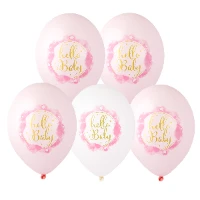 1103-3047 Шар с рисунком 14" Hello Baby Girl 2цв2с
