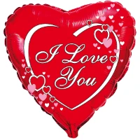 1202-0411 Ф 18" ILY Сердца на красном фоне(FM)