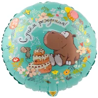 1202-2808 К 18" РУС ДР Бегемот с тортом