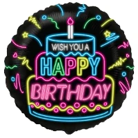 1202-3131 Ф 18" WISH YOU A HAPPY BIRTHDAY Неон/FM