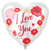 1202-3685 А 18" ILY Цветы красные сатин White S40
