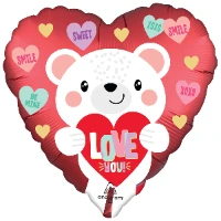 1202-3782 А 18" ILY Мишка белый Love you сатин S40