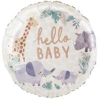 1202-3811 А 18" HELLO BABY Жираф Слон Носорог S40