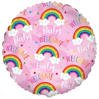1202-3856 Ф 18" WELCOME BABY Радуги на розовом