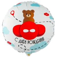 1202-4037 К 18" РУС ДР Мишка в самолете красном