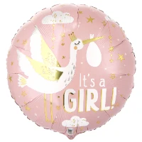 1202-4048 А 18" GIRL Аист на розовом сатин S40