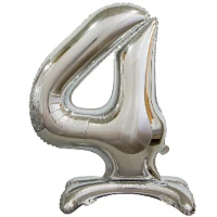 1207-3650 К ЦИФРА 4  30" Silver на подставке