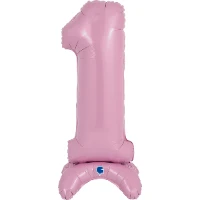 1207-4276 Г ЦИФРА 1  25" Pastel Pink на подставке