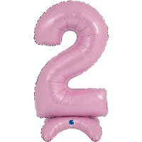 1207-4277 Г ЦИФРА 2  25" Pastel Pink на подставке