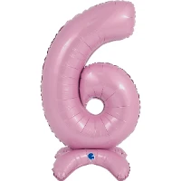 1207-4281 Г ЦИФРА 6  25" Pastel Pink на подставке