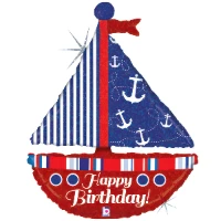 1207-5942 Б ФИГУРА HAPPY BIRTHDAY Парусник блеск