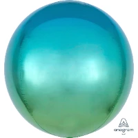 1209-0267 А 3D СФЕРА Б/РИС 16" Омбре Зелено-голуб