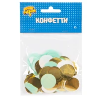 1501-4950 Конфетти Круги тишью,фольг Мятн/зол10грG