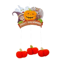 1501-5803 Подвеска Happy Halloween Тыквы 40х30см/G