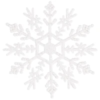 1501-6345 Снежинка белая глиттер пластик 12см 3штG