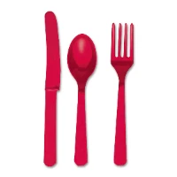 1502-1079 Столовые приборы пласт Apple Red 24шт/A