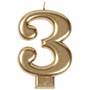 1502-2836 Свеча -цифра "3" Золотая 8см/V
