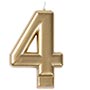 1502-2837 Свеча -цифра "4" Золотая 8см/V
