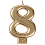 1502-2841 Свеча -цифра "8" Золотая 8см/V