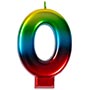 1502-3764 Свеча -цифра "0" Радуга металлик 8см/V