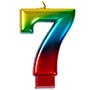 1502-3771 Свеча -цифра "7" Радуга металлик 8см/V