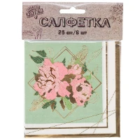 1502-4509 Салфетка Пионы 25см 6шт/G