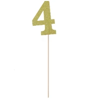 1502-4987 Топпер Цифра 4 золото блеск 27см/G