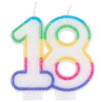 1502-5206 Свеча -цифра "18" Радужная блеск 7см/G