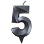 1502-6580 Свеча -цифра "5" Грань черный жемчуг 7см
