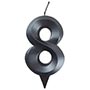 1502-6583 Свеча -цифра "8" Грань черный жемчуг 7см