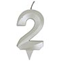 1502-6587 Свеча -цифра "2" Грань белый жемчуг 7см