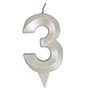 1502-6588 Свеча -цифра "3" Грань белый жемчуг 7см